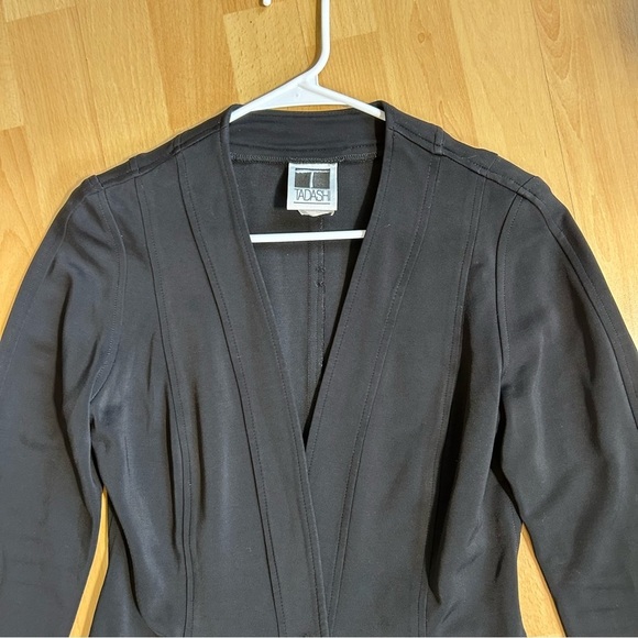 Tadashi Shoji Black Tailored Blazer with V-Neckline Medium Capsule Wardrobe - Picture 9 of 14